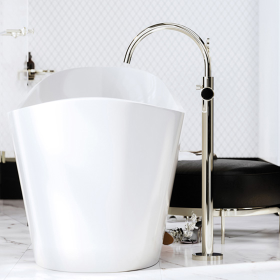 Jörger Design, Valencia, дизайнерский смеситель, серебристый никель, черный кристалл, напольный, для ванны, премиум, овальная ванна, quite luxury, интерьер, ванная комната, огранка, гравировка 