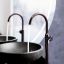 Joerger Design, VALENCIA, mink matt, blue aventurine, natural stone, freestanding washbasin mixer, floor-standing, detailed, designer mixer, washbasin by Antonio Lupi, black marble