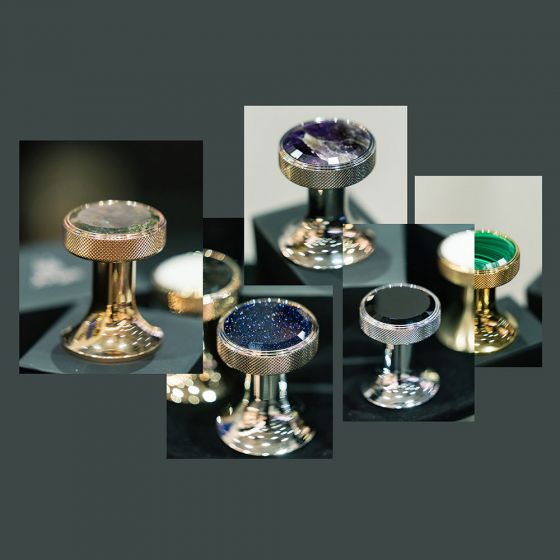 JÖRGER, JÖRGER Design, VALENCIA, designer fitting, ornate handles, engraving, natural stone, Malachite, semi-precious stone, Amethyst, black Marble, white Turquoise, Aventurine blue, Labradorit, Palissandro Blue, luxury