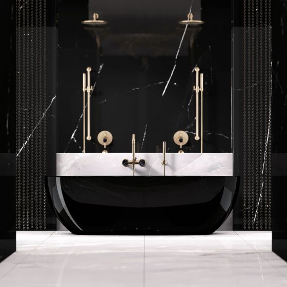 Jörger, Design, bathroom, luxury, taps, faucets, accessories, Valencia, jewelry edition, , marble, black, natural stone, mixer, bath tub, shower, Rexa, Hole