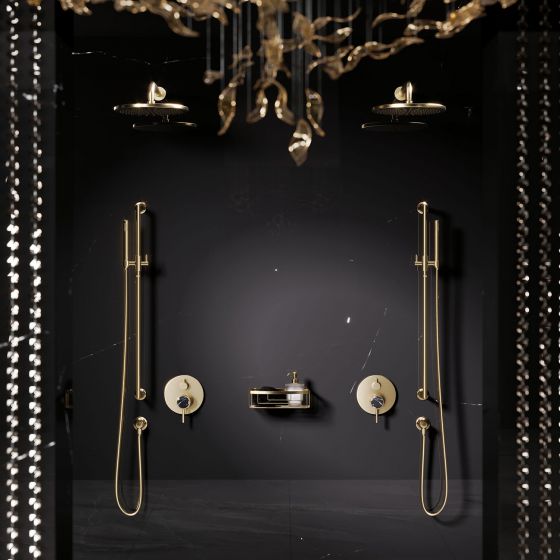Jörger, Design, bathroom, luxury, taps, faucets, Valencia, jewelry edition, , marble, black, natural stone, shower, mixer, concealed thermostat, accessories, wall-mounted models