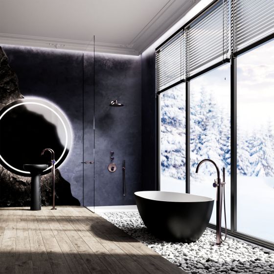 Jörger Design, Valencia, mink matt, gemstone, exclusive, elegant, modern, luxurious, washbasin, black marble, bathtub, free standing