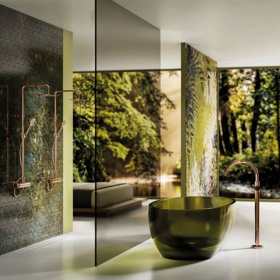 Jörger Design, Valencia, розовое золото, душ, смеситель, ванная комната, ванна, спа, роскошная ванная комната, дизайнерские смесители, стильный, элегантный, Joerger, роскошный, лабрадорит, драгоценные камни, натура