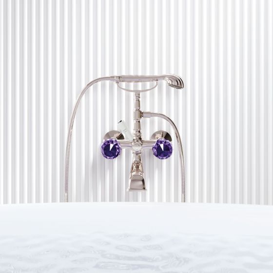 Jörger Design, Florale Crystal, смеситель для ванны с кристаллами аметиста, в серебристом никеле